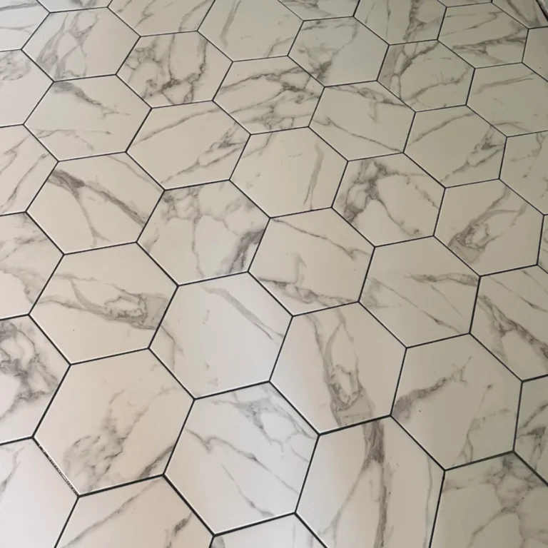 Small hexagonal white stone tiles in the floor.