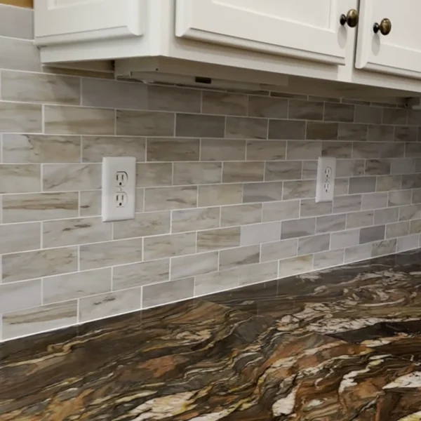Rectangular stone backsplash kitchen tile